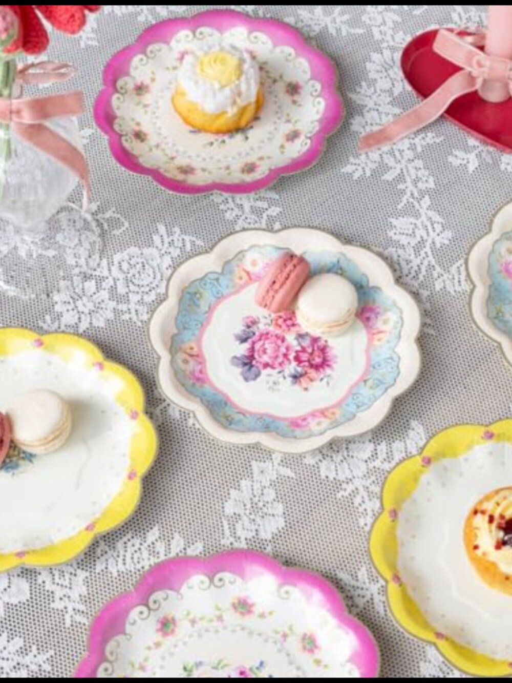 Vintage Floral Paper Plates 7" Disposable Afternoon Tea Party 24 Pack
